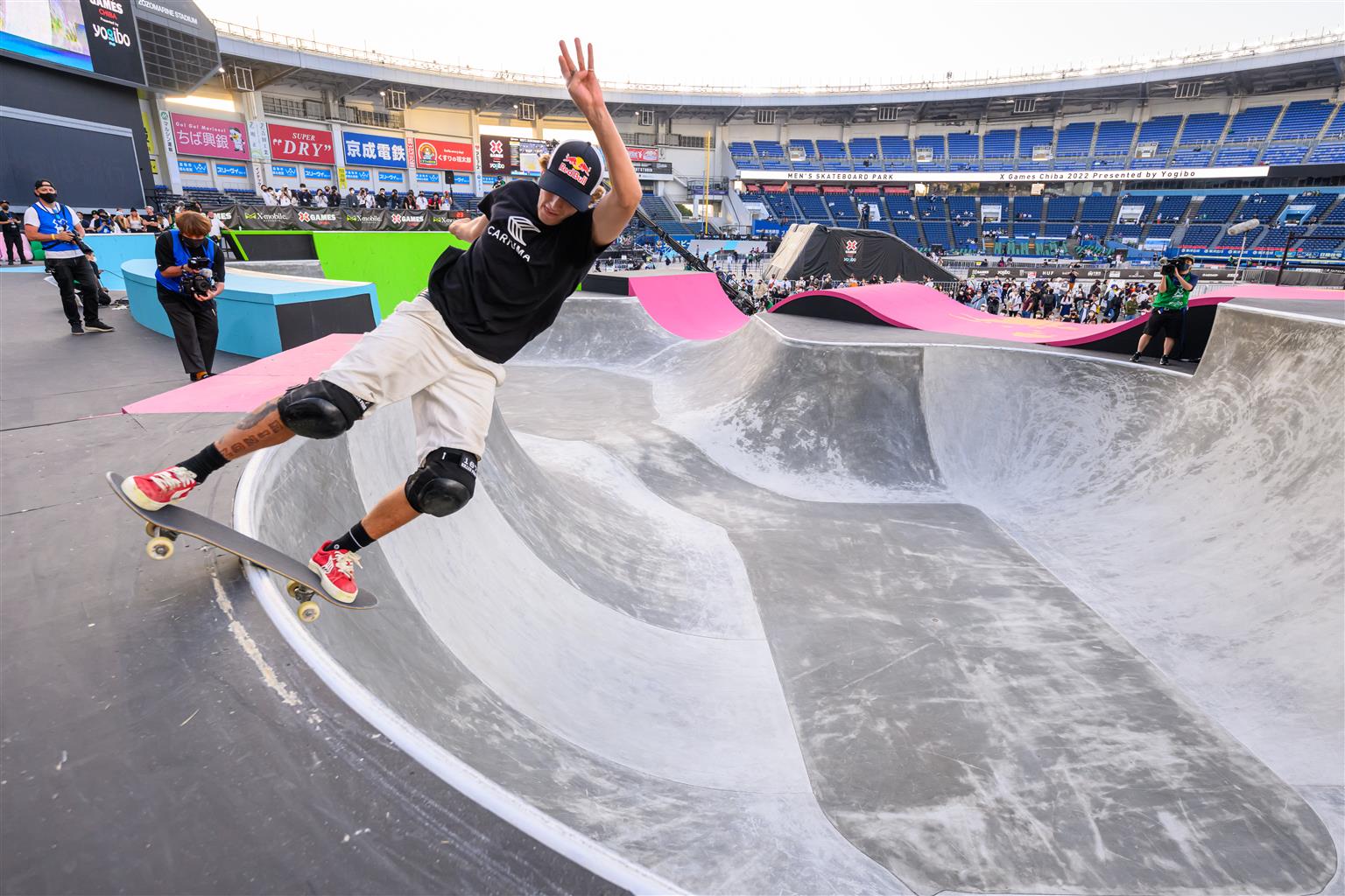 Shaun The Flying Tomato White, who has medalled in winter Olympics and X  Games, practices for the Skateboard Men's Vert competition at the X Games  at Home Depot Center in Carson, Calif.