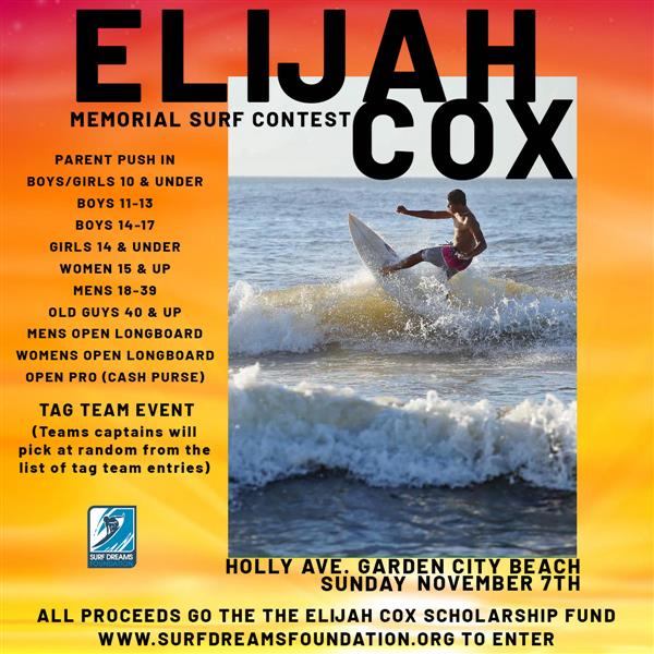 3rd Annual Elijah Cox Memorial Surf Contest - Garden City Beach, SC 2021