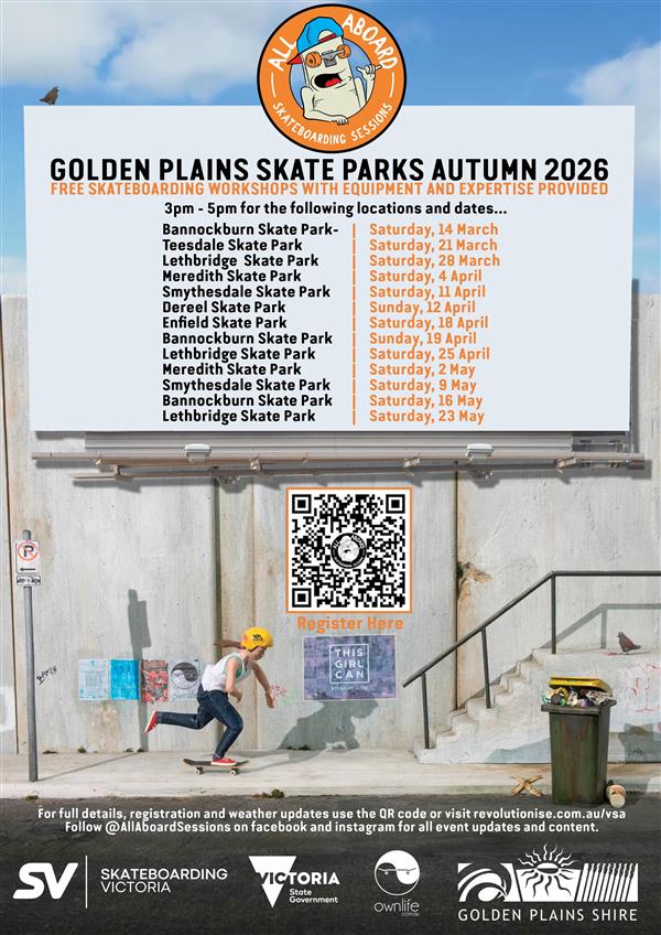 All Aboard Skateboarding Sessions - Dereel Skate Park #1, VIC 2026