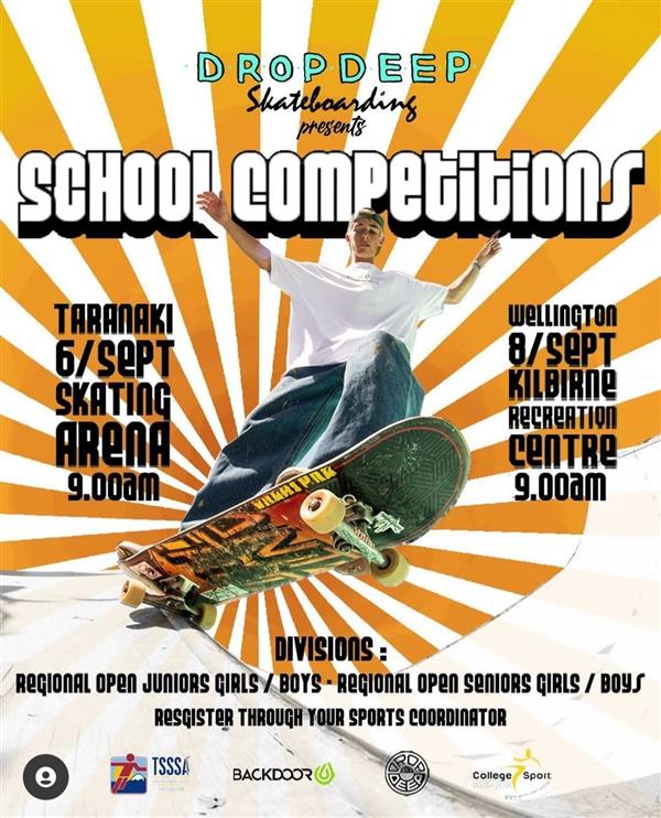 Drop Deep Skateboarding School Competitions - Wellington 2021 - POSTPONED