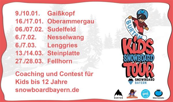 Shred Kids Freestyle Weekend / Kids Snowboard Tour Bavaria - Steinplatte 2021 - TBC