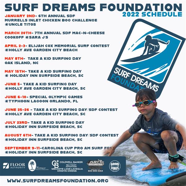 Surf Dreams Contest Series - Take a Kid Surfing Day Holiday Inn Surfside Beach, SC 2022