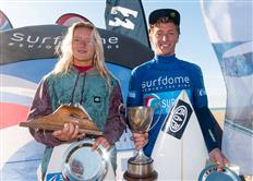 British Champions Ellie Turner and Jobe Harriss. Photo by Surfing Great Britain.