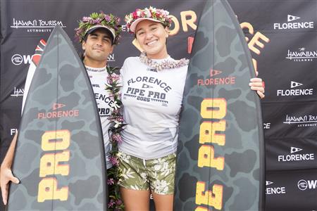Carissa Moore and Eli Hanneman Win Florence Pipe Pro Presented by HTA