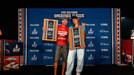 Honolua Blomfield and Edouard Delpero Win 2025 Surf Abu Dhabi Longboard Classic