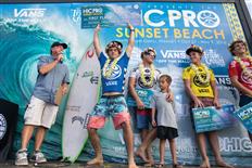 The podium at the HIC Pro 2016, at Sunset Beach, Oahu, Hawaii, on November 5 © WSL