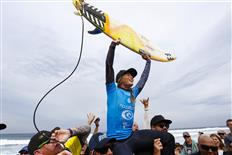 The Rip Curl Women's Pro Bells Beach trophy goes to Courtney Conlogue