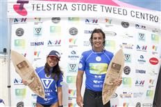The finalists of the Telstra Stores Tweed Coast Pro 2017, Ren Hashimoto & Ty Watson © WSL/Bennett